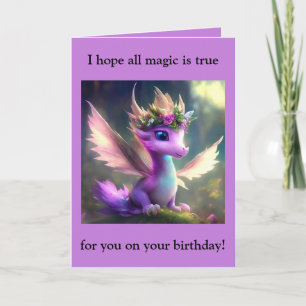 Purple Fairy Dragon Birthday Card Feestdagen Kaart