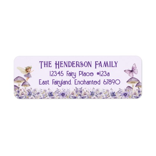 Purple Fairy Party Return Address Label (Voorkant)