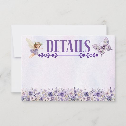 Purple Fairy Watercolor Floral Birthday Details  (Voorkant)