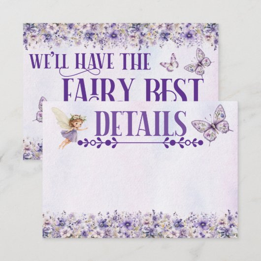 Purple Fairy Watercolor Floral Birthday Details  (Voorkant / Achterkant)