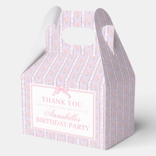 Purple Fancy Floral Birthday Party Gable Favor Bedankdoosjes (Voorkant)