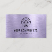 Purple Faux Brushed Metal Professional QR Code Visitekaartje (Voorkant)