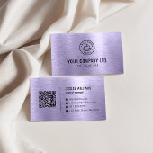 Purple Faux Brushed Metal Professional QR Code Visitekaartje