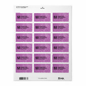 Purple Faux Glitter Monogram Address Labels (Full Sheet)