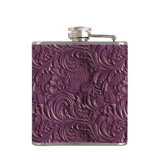 Purple Faux Tooled Leather Vinyl  Heupfles (Achterkant)