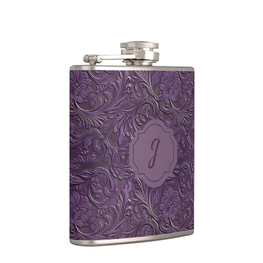 Purple Faux Tooled Leather Vinyl  Heupfles (Rechts)