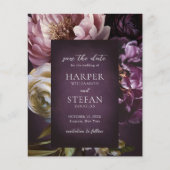 Purple Fine Art Budget Wedding Save the Date Flyer (Voorkant)