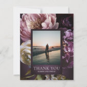 Purple Fine Art Floral Budget Wedding Thank You (Voorkant)