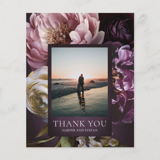 Purple Fine Art Floral Budget Wedding Thank You Flyer (Voorkant)