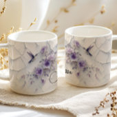 Purple Floral Add Name Hummingbird Coffee Mug Koffiemok