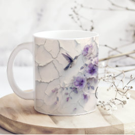 Purple Floral Add Name Hummingbird Coffee Mug Koffiemok