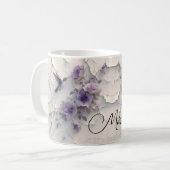 Purple Floral Add Name Hummingbird Coffee Mug Koffiemok (Voorkant links)