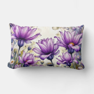Purple Floral Art Print | Watercolor Daisy Flower  Kussen