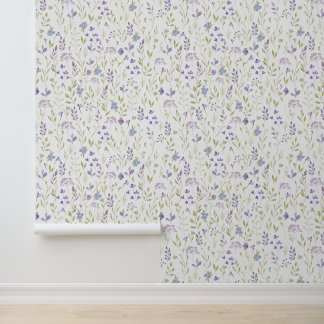 Purple Floral Behang