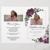 Purple Floral Bi-Fold Funeral Program Template Flyer (Voorkant)