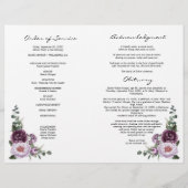Purple Floral Bi-Fold Funeral Program Template Flyer (Achterkant)