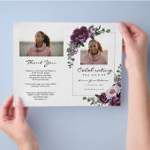 Purple Floral Bi-Fold Funeral Program Template Flyer (Hand)