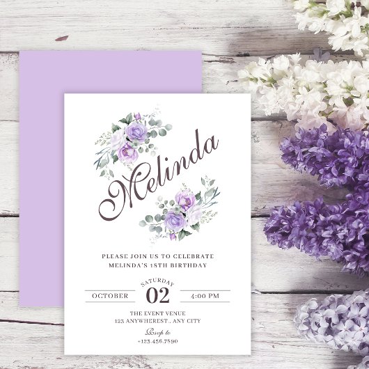 Purple floral birthday kaart