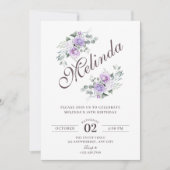 Purple floral birthday kaart (Voorkant)