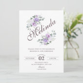 Purple floral birthday kaart (Staand voorkant)