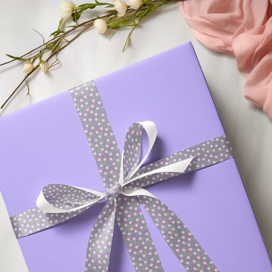 Purple Floral Birthday Satijnen Lint