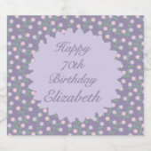 Purple Floral Birthday Sparkling Wijnetiket (Enkel label)