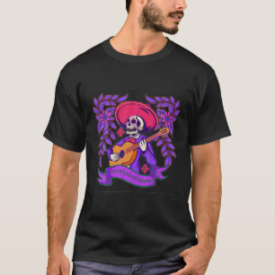 Purple Floral Black Sugar Skull Day Of The Dead T-shirt