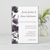 Purple Floral Botanical Wedding Kaart (Staand voorkant)