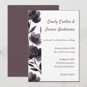 Purple Floral Botanical Wedding Kaart (Voorkant / Achterkant)