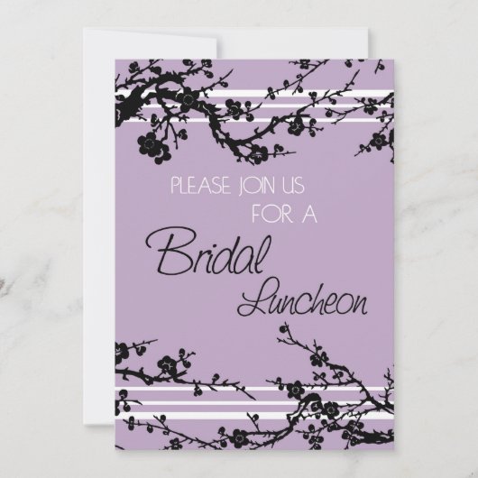 Purple Floral Bridal Luncheon Invitation Cards Kaart (Voorkant)