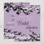 Purple Floral Bridal Luncheon Invitation Cards Kaart (Voorkant / Achterkant)