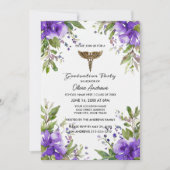 Purple Floral BSN Nursing Graduation Invitation |  Kaart (Voorkant)