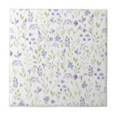 Purple Floral Ceramic Tile Tegeltje (Voorkant)