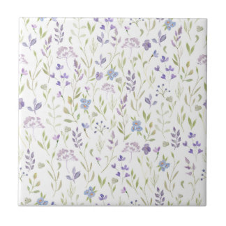 Purple Floral Ceramic Tile Tegeltje