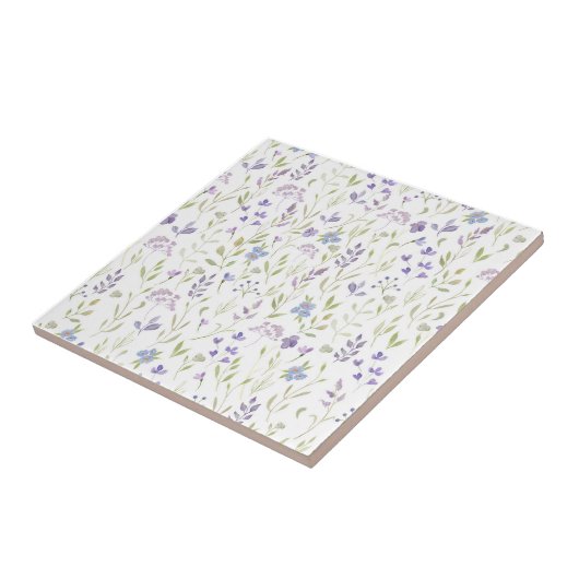 Purple Floral Ceramic Tile Tegeltje (Zijkant)