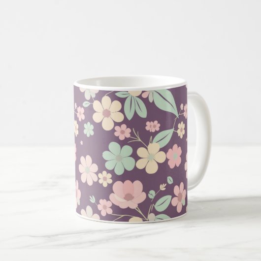 Purple Floral Coffee Mug Koffiemok (Voorkant rechts)