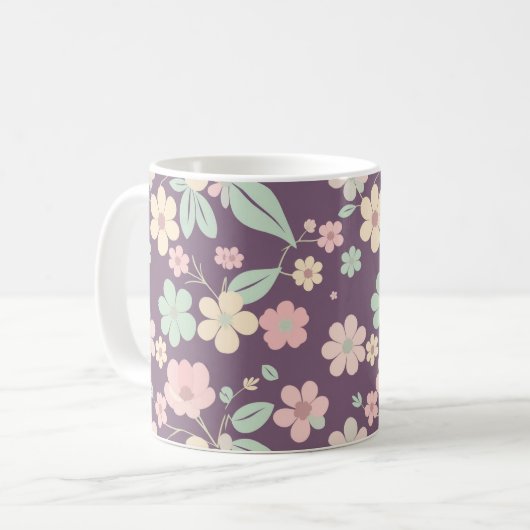 Purple Floral Coffee Mug Koffiemok (Voorkant links)