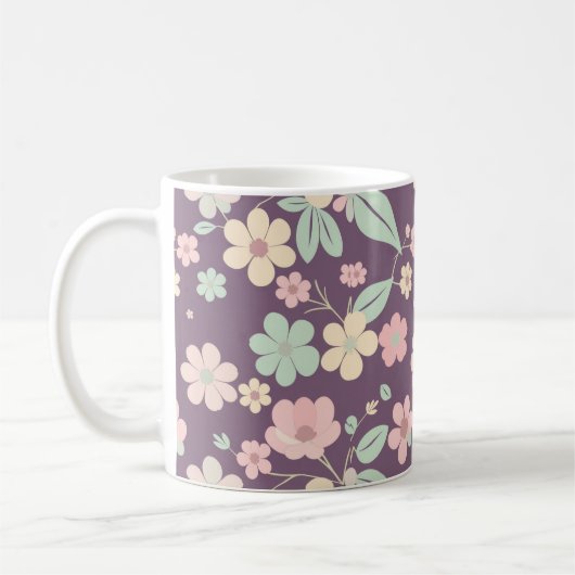 Purple Floral Coffee Mug Koffiemok (Links)