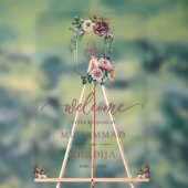 Purple Floral Crest Muslim Wedding Welcome Acryl Bord (Neutraal)