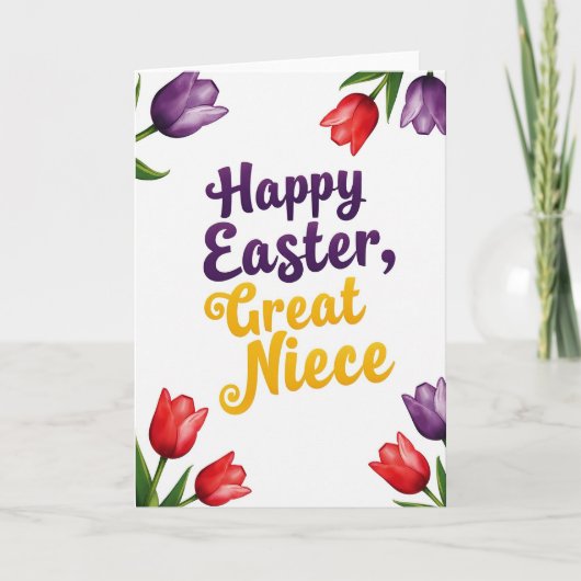 Purple Floral Easter Niece Card Kaart (Voorkant)