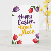 Purple Floral Easter Niece Card Kaart (Gele Bloem)