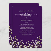Purple Floral Elegant Wedding Invitation Kaart (Voorkant / Achterkant)