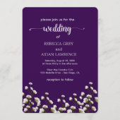 Purple Floral Elegant Wedding Invitation Kaart (Voorkant)