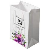 Purple Floral Elegant Wedding Medium Cadeauzakje (Voorkant Gekanteld)