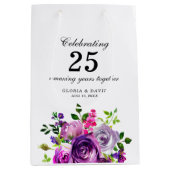Purple Floral Elegant Wedding Medium Cadeauzakje (Voorkant)