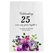 Purple Floral Elegant Wedding Medium Cadeauzakje (Achterkant)