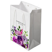 Purple Floral Elegant  Wedding  Medium Cadeauzakje (Voorkant Gekanteld)