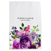 Purple Floral Elegant  Wedding  Medium Cadeauzakje (Voorkant)
