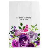 Purple Floral Elegant  Wedding  Medium Cadeauzakje (Achterkant)