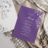 Purple Floral Elegant Wedding Menu